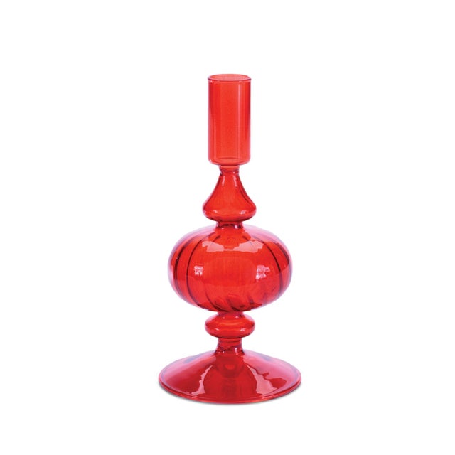 Ribbed Glass Taper Candle Holder (Set of 3) For Sale In Chicago - Image 6 of 6