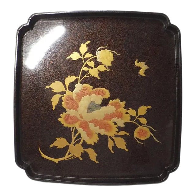 19th Century Japanese Lacquered Maki-E Nashiji Tea Tray For Sale