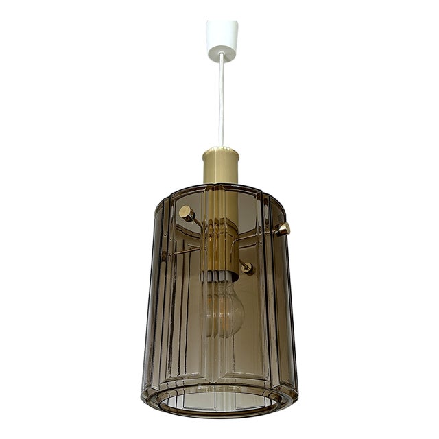 Space Age Pendant Light in Glass from Glashütte Limburg, 1950s For Sale