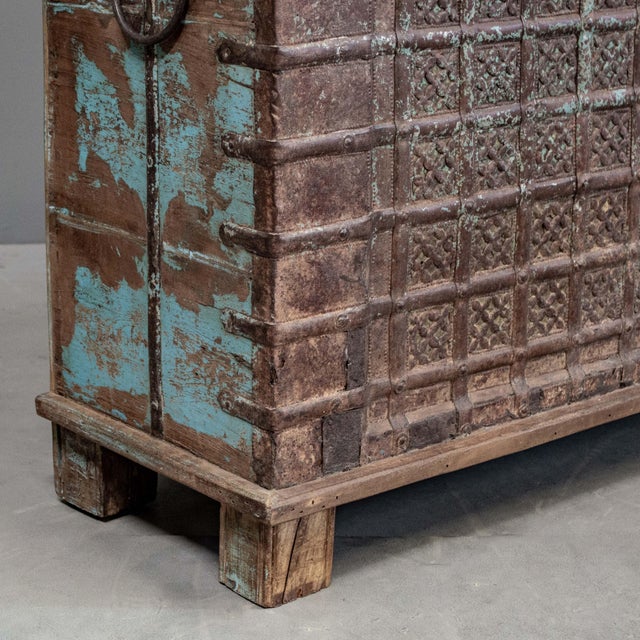 Indian Antique Carved & Painted Rajasthani PitaraStorage Chest For Sale - Image 3 of 10