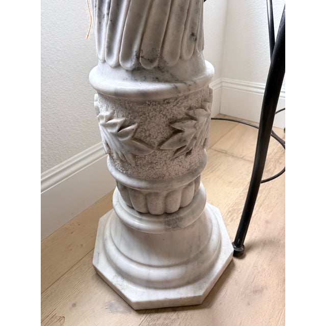 Late 20th Century Pair of Vintage Neoclassical Carved Marble Pedestals With Spiral Columns For Sale - Image 5 of 12