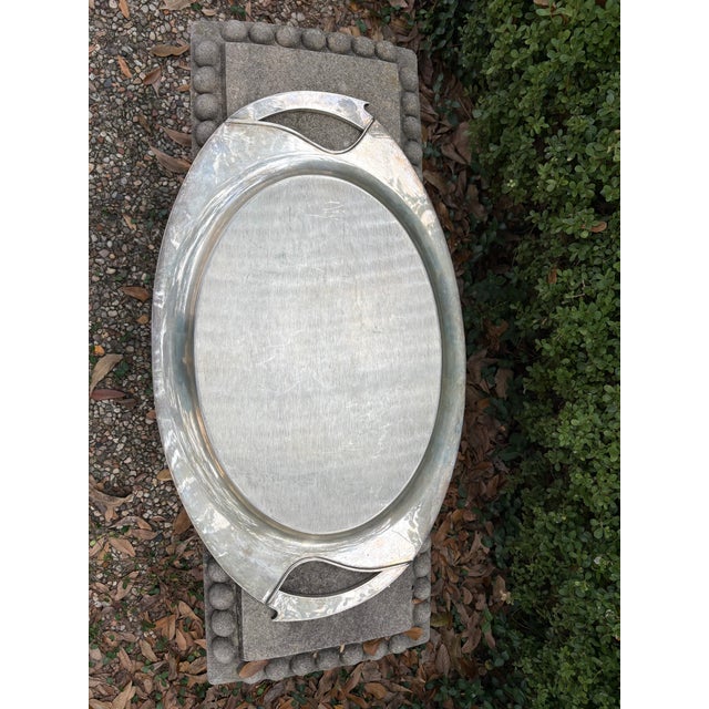 Metal 1960s Scandinavian Modern Nickel Silver Tray For Sale - Image 7 of 12