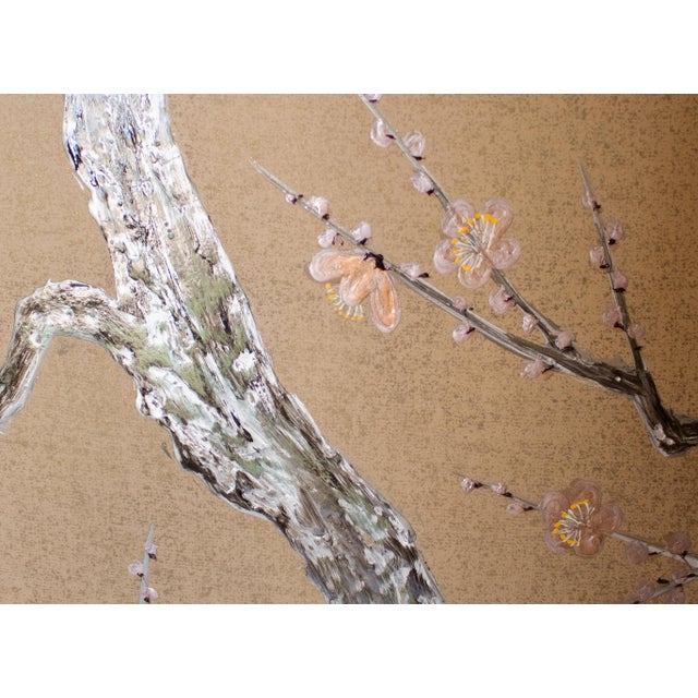 Showa Era C. 1970s Japanese Maki-E Byobu Screen "Blossoming Sakura and Asters" For Sale - Image 10 of 18