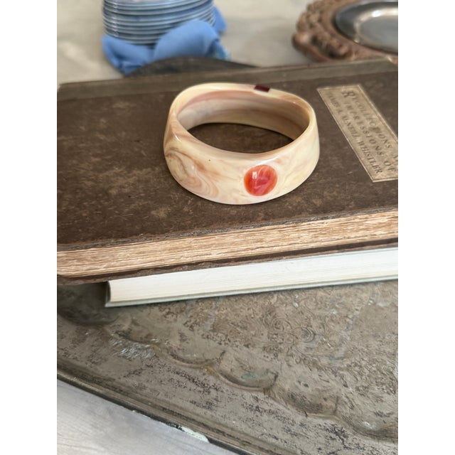 Vintage Monet Directives Bangle Bracelet Carved Resin or Horn Look For Sale - Image 10 of 12