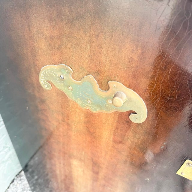 Vintage Chinese Burlwood and Brass Highboy Dresser For Sale - Image 10 of 10