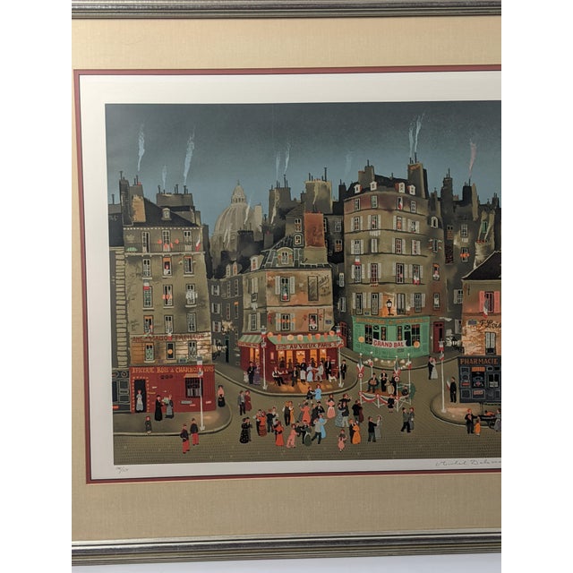 Wood Late 20th Century Michel Delacroix "Le Grand Bal" Pencil Signed & Numbered Limited Edition Lithograph 146/150, Professionally Framed For Sale - Image 7 of 16