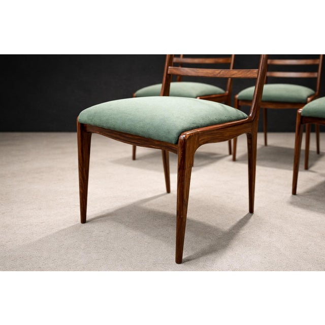 Set of Six Dining Chairs in Caviuna Hardwood and Suede by Angelini, Brazil, 1950s For Sale - Image 15 of 15