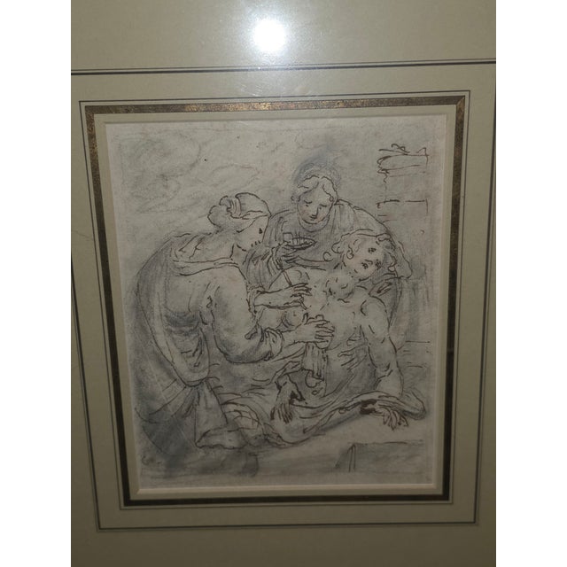 White Antique Drawing of Three Figures For Sale - Image 8 of 11
