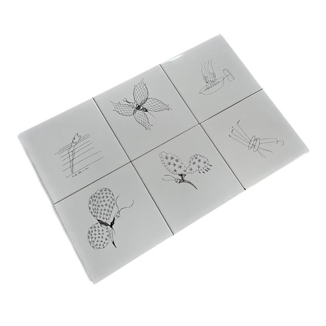 Centro Lettere Ceramic Tiles by Gio Ponti for Ceramica Bardelli, 1990s, Set of 6 For Sale - Image 10 of 10