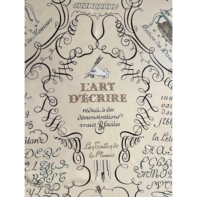 Textile HERMES the ART of WRITING silk scarf by Maurice Tranchant 2005 For Sale - Image 7 of 9