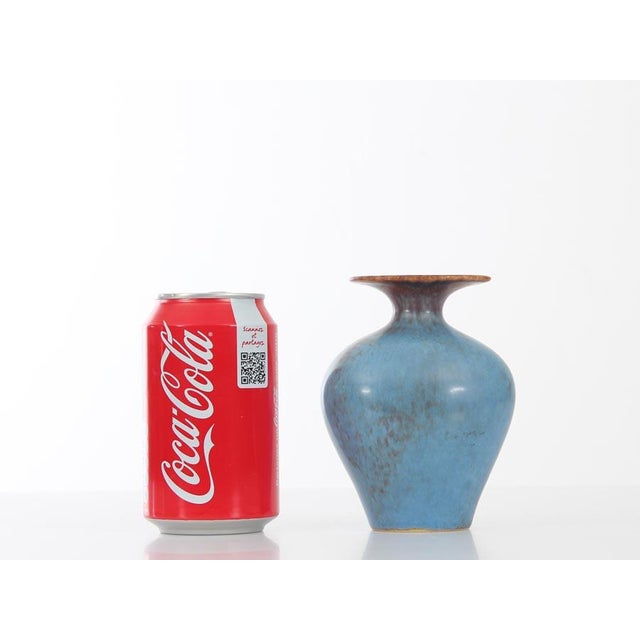 Blue AUH Brown & Blue Matte Hare's Fur Glaze Vase by Gunnar Nylund for Rörstrand, 1960s For Sale - Image 8 of 10