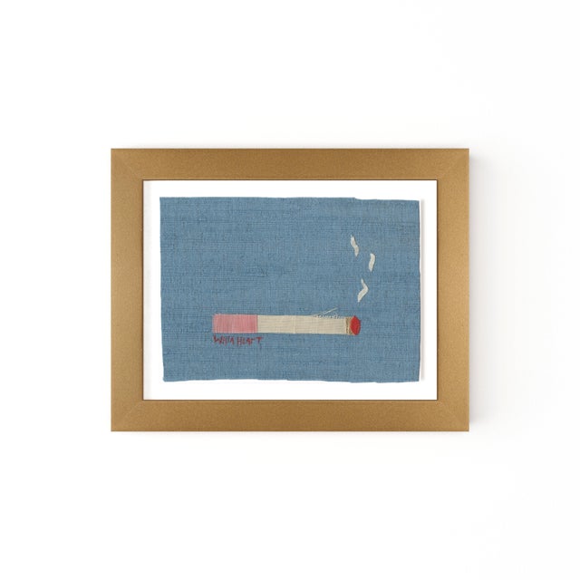 Sabrina the Pink Cigarette by Willa Heart in Gold Frame, Mini Art Print For Sale