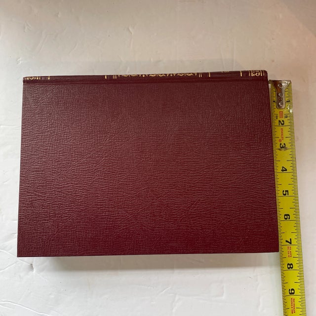 Animal Skin Vintage Leather Books - Set of 10 - Decorative - Burgundy Red and Gold For Sale - Image 7 of 13