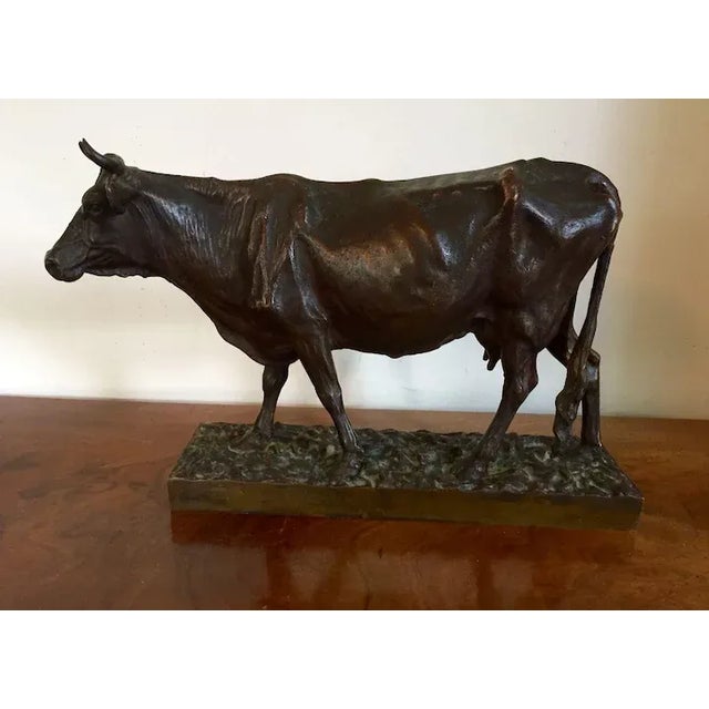 19th Century 19th Century French Animalier Bronze Sculpture of a Cow For Sale - Image 5 of 11