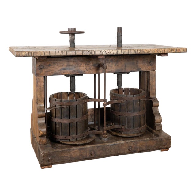 20th Century Standing Bar Wine Tasting Table With Wine Press Base For Sale