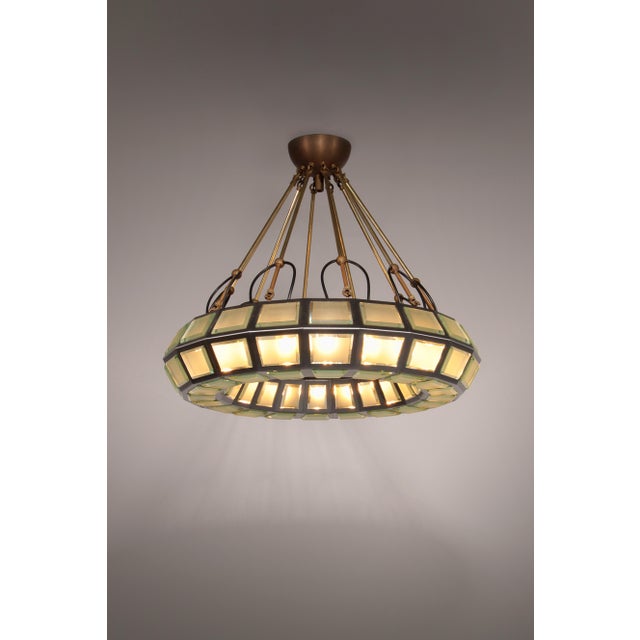 1970s Chandelier in Brass, Aluminum, and Glass by Max Ingrand for FontanaArte, Italy, 1970s For Sale - Image 5 of 12