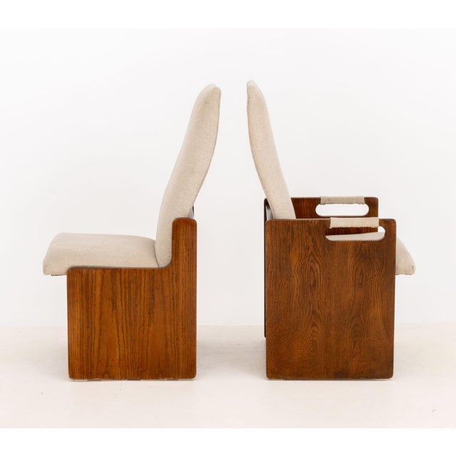 Light Gray Lane "Pueblo" Grey Boucle Upholstered Walnut Dining Chairs, 6 For Sale - Image 8 of 17