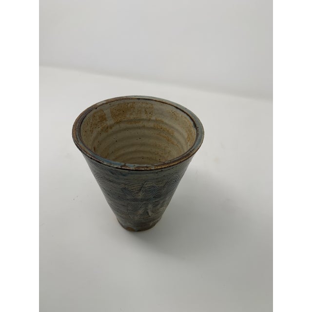 1960s 1960s Blue and Brown Detailed Vase For Sale - Image 5 of 11