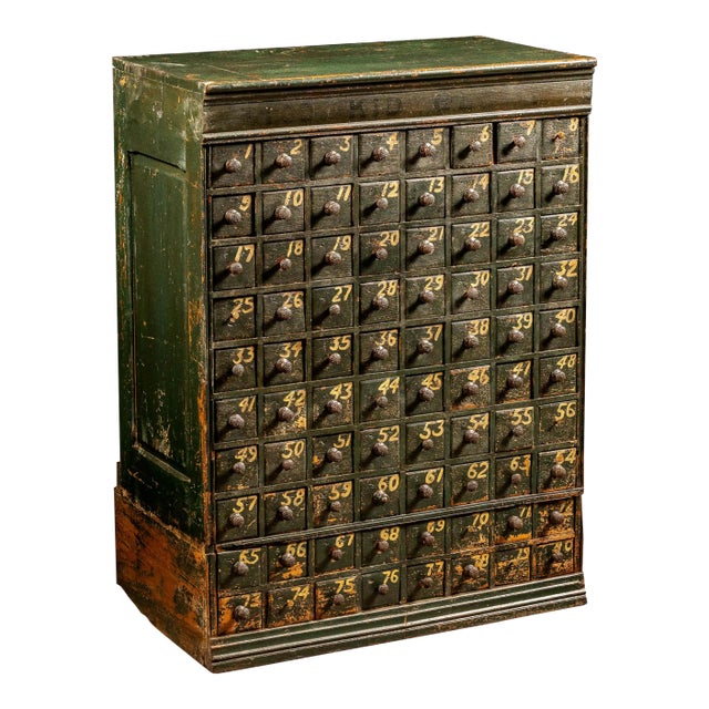 Early 20th Century Industrial Parts Cabinet in Green For Sale