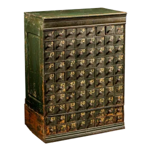 Early 20th Century Industrial Parts Cabinet in Green