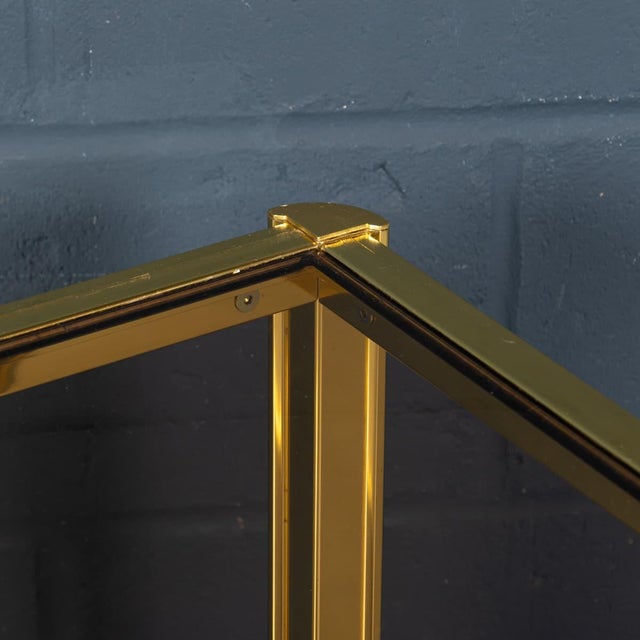 Vintage 20th Century French Gilt Brass Drinks Trolley attributed to Maison Jansen, 1970s For Sale - Image 11 of 18
