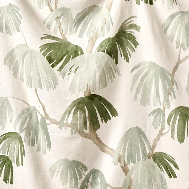 Schumacher Schumacher X David Kaihoi Weeping Pine Fabric in Sage For Sale - Image 4 of 4