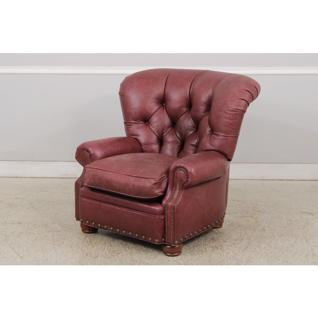 Traditional Restoration Hardware Ralph Lauren Tufted Leather Lounge Chair For Sale - Image 3 of 16