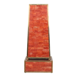 Mid 20th Century Tessellated Pedestal With Brass Trim Attributed to Maitland - Smith