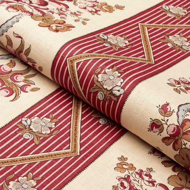 Not Yet Made - Made To Order SAMPLE - Schumacher Sylvain Floral Stripe Fabric In Rouge For Sale - Image 5 of 5