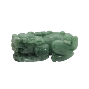 Chinese Hand Carved Natural Jade Feng Shui Lucky Pixiu Figure Pendant