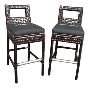 McGuire Modern Design Bamboo & Leather Barstools - a Pair