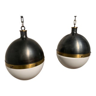 Thomas O'Brien Hicks Globe Pendant Lights - a Pair For Sale