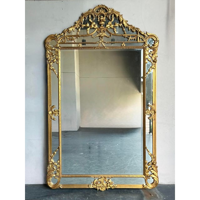 Vintage Regency Monumental Gilt Floor Mirror For Sale In West Palm - Image 6 of 6