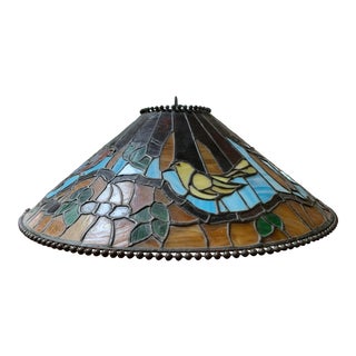 Vintage 1900s Tiffany Style Stained Glass Chandelier For Sale