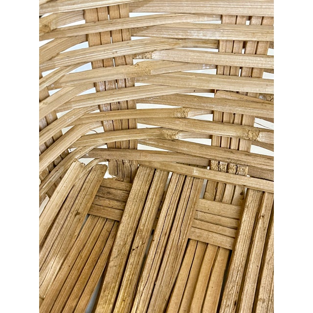 Large Vintage French Country Split Bamboo Storage Basket 32” Width For Sale - Image 14 of 18