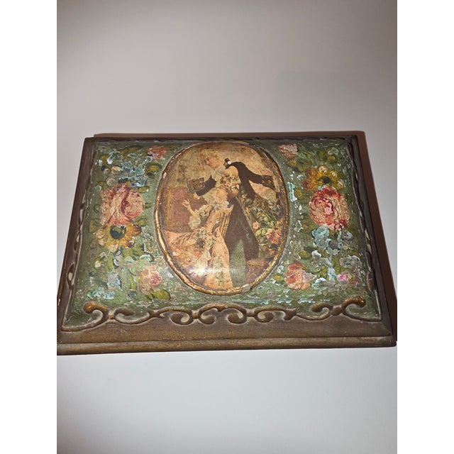 Antique Italian Box With Romantic Scene on Top For Sale - Image 10 of 11