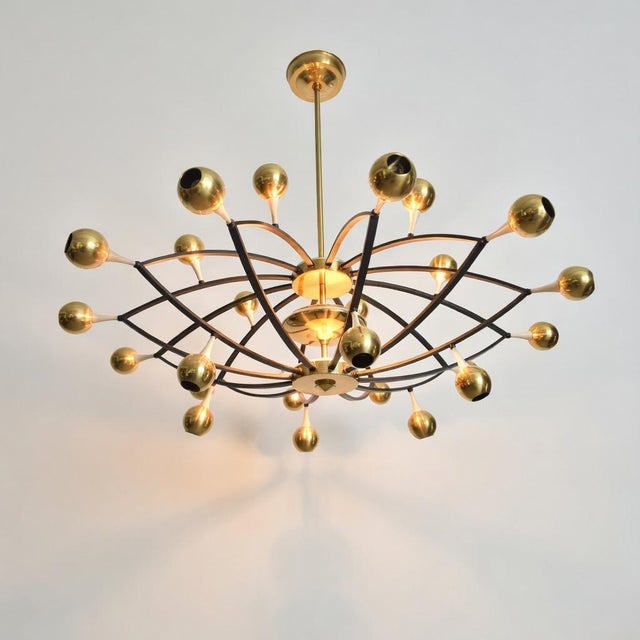 Metal Mid-Century Sputnik Chandelier by Oscar Torlasco for Lumi, 1950s For Sale - Image 7 of 14