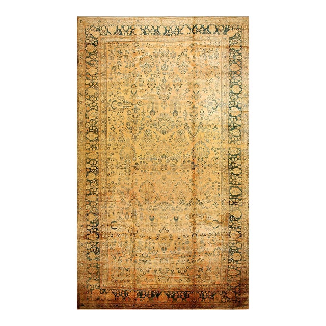 1920s Antique Sarouk Mohajeran Large Oversized Big Rug Wool Coral For Sale