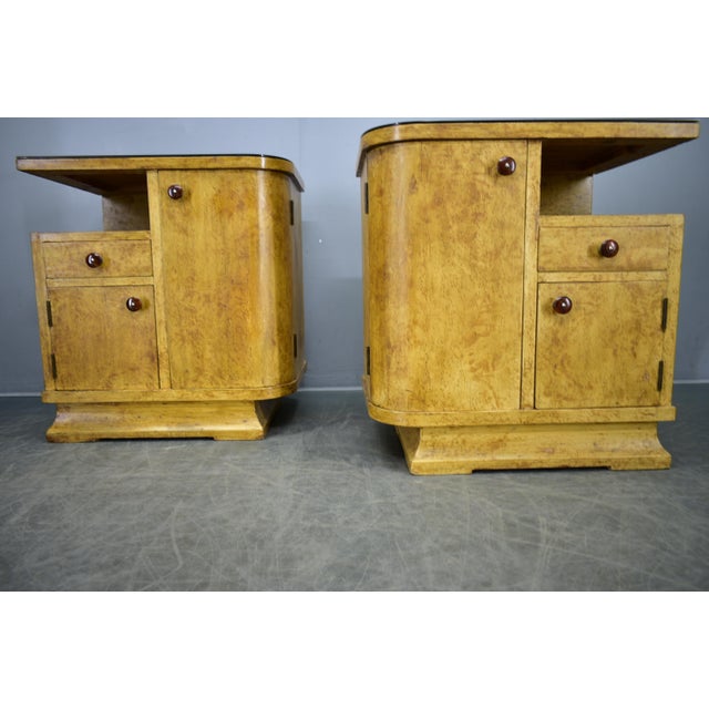 Brown Vintage Art Deco Bedside Tables, Czechoslovakia, 1937s, Set of 2 For Sale - Image 8 of 18