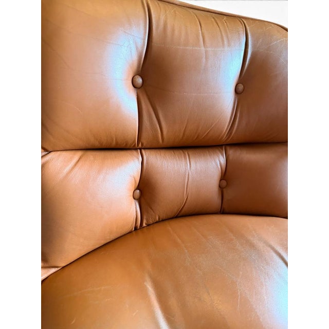 Goldenrod Vintage Camel Leather Executive Chair attributed to Charles Pollock for Knoll, 1970s For Sale - Image 8 of 10