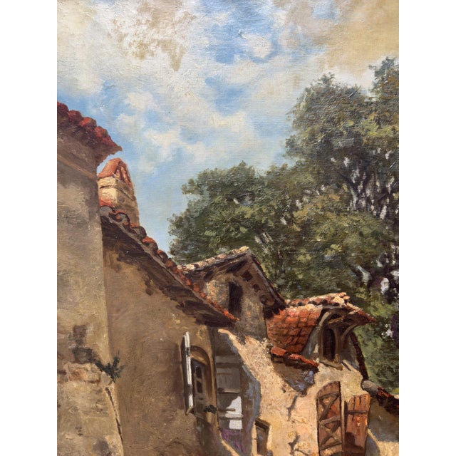 Large 19th-Century French Village Oil Painting by Jean-Georges Pasquet, After Dameron For Sale - Image 14 of 18