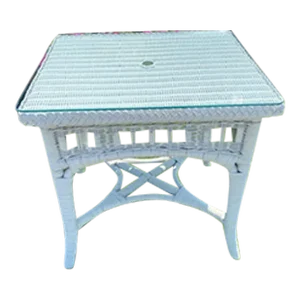 1980s Wicker by Henry Link Wimbledon Glass Top End Table