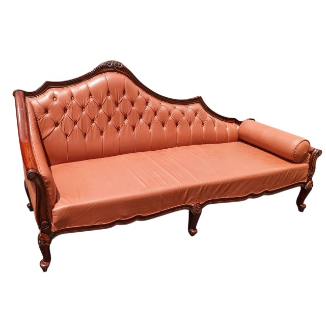 Experience Royal Comfort With This Imported Premium Leather Chaise Lounge Sofa by Hayat Furniture For Sale - Image 11 of 12