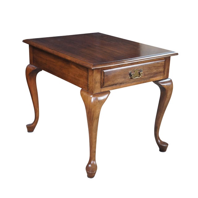 Queen Anne Vintage Pennsylvania House Queen Anne Style Cherry Side Table With Drawer 27" For Sale - Image 3 of 13