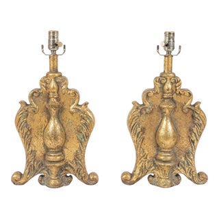 1990s Gold Leaf & Verdigris Newly Painted Table Lamps by Turtle and Crane - Hollywood Regency For Sale