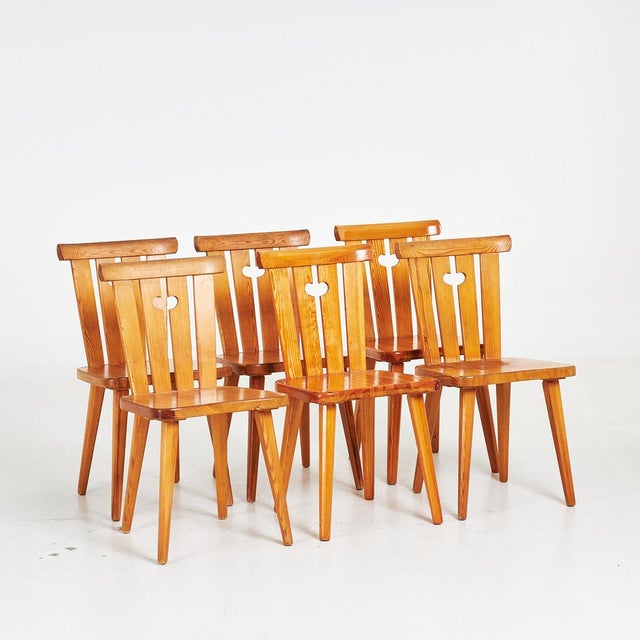 Vintage Pine Chairs attributed to Göran Malmwall for Karl Andersson & Sons, Sweden, 1950s, Set of 6 For Sale - Image 6 of 6