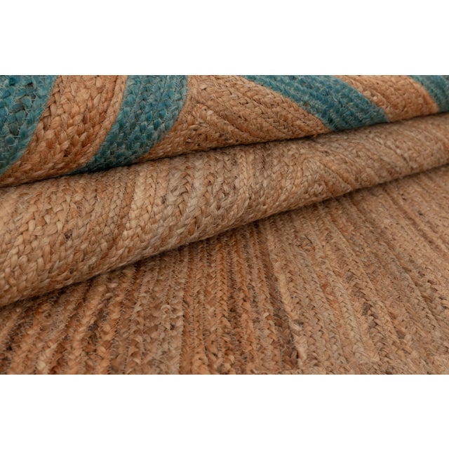 Not Yet Made - Made To Order Turquoise Blue Double Border Rectangle Jute Handmade Rug 3'x6' Ft. For Sale - Image 5 of 13