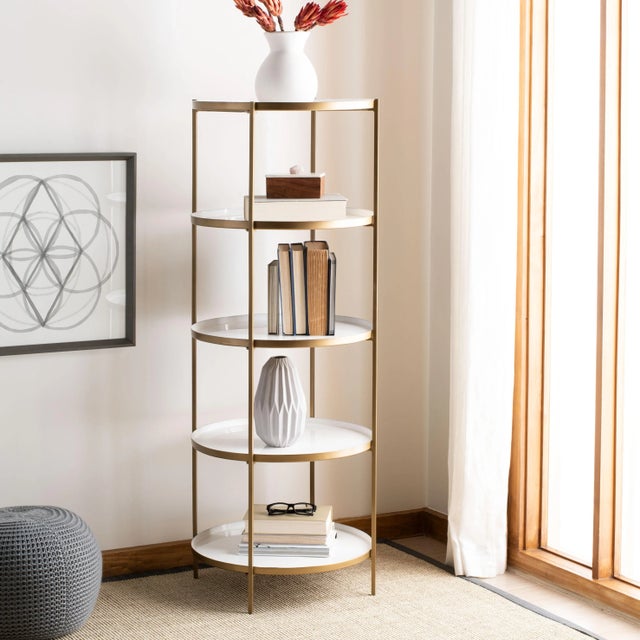 Brighten up any space with this contemporary round 5-tier étagère. Poised and polished, it's durable iron frame features a...