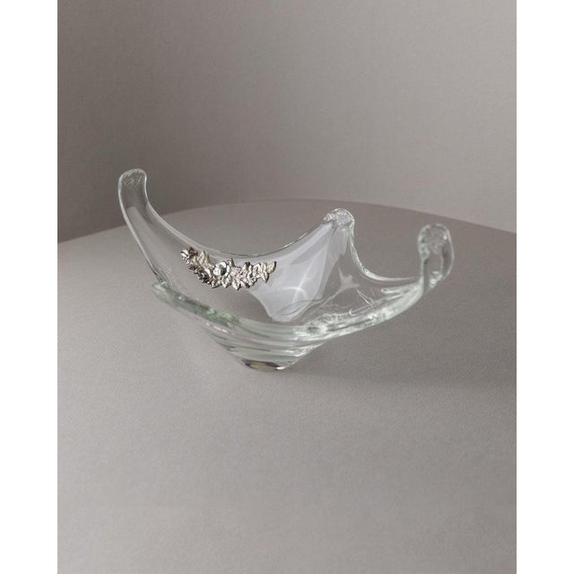 Vintage Murano Glass Bowl with Silver Detail, Italy, 1970s For Sale - Image 11 of 11
