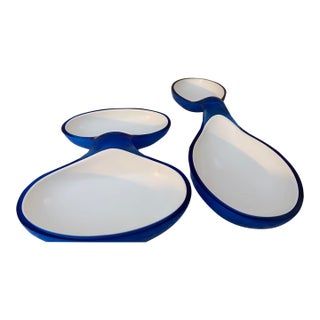Vintage Space Age Guzzini Interlocking 4-Compartment Divided Snack Set - 2 Pieces For Sale